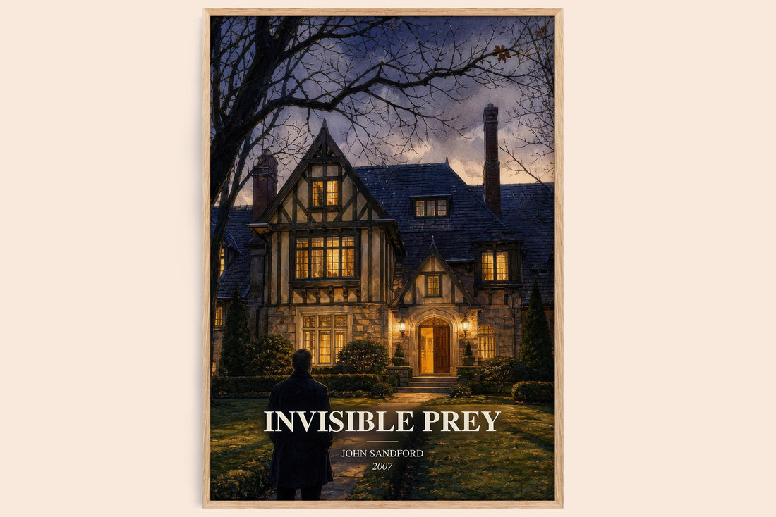 Invisible Prey watercolour book poster by John Sandford – framed literary art print