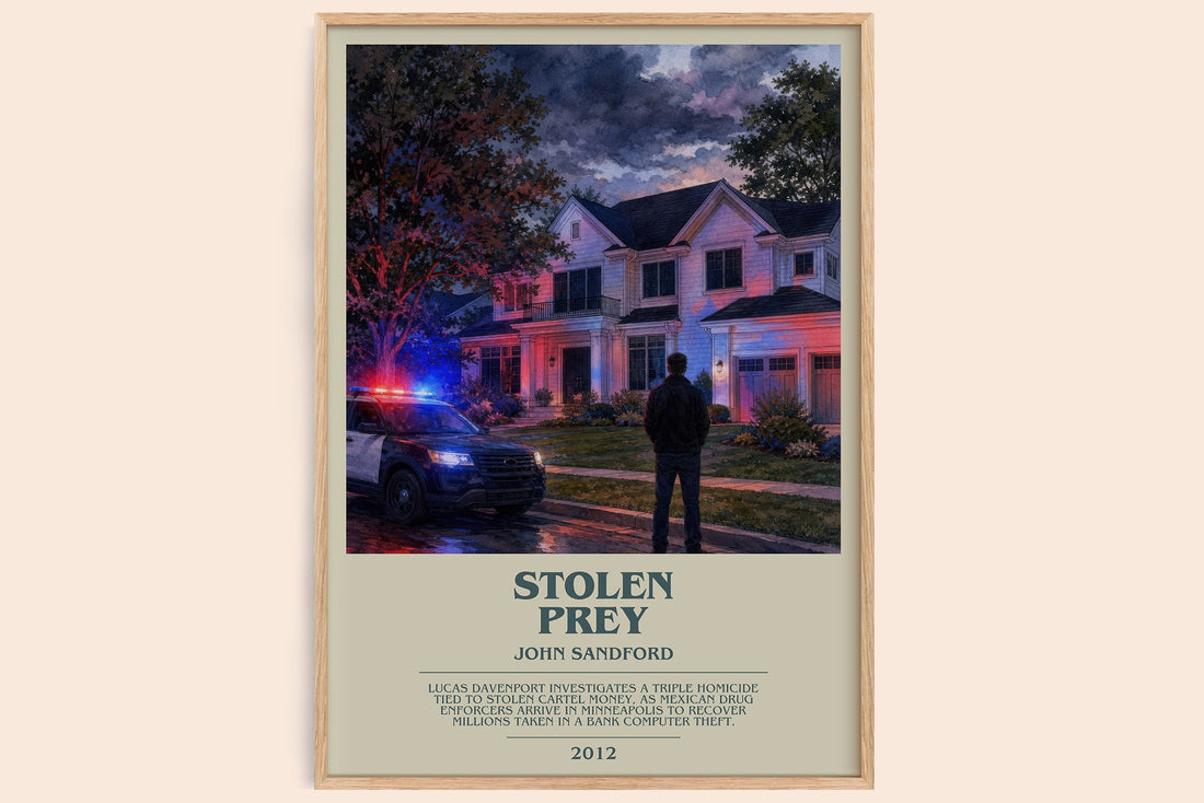 Stolen Prey bookish book poster by John Sandford – framed literary art print