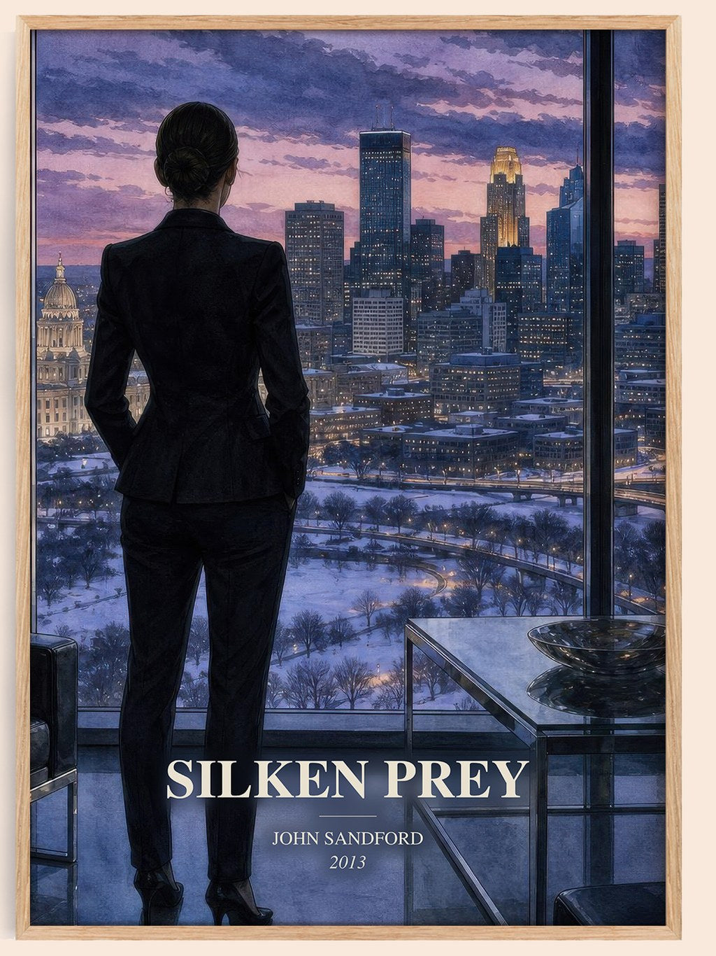 Silken Prey watercolour book poster by John Sandford – framed literary art print