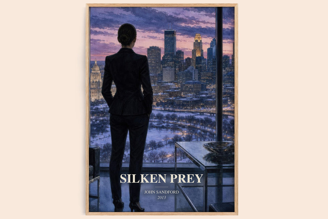 Silken Prey watercolour book poster by John Sandford – framed literary art print