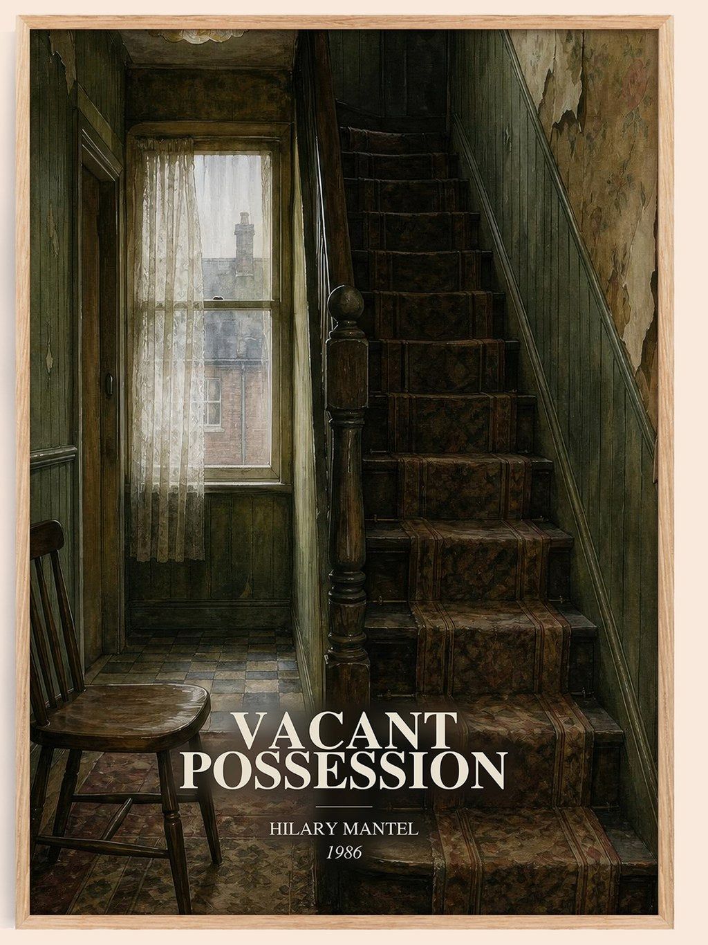 Vacant Possession watercolour book poster by Hilary Mantel – framed literary art print