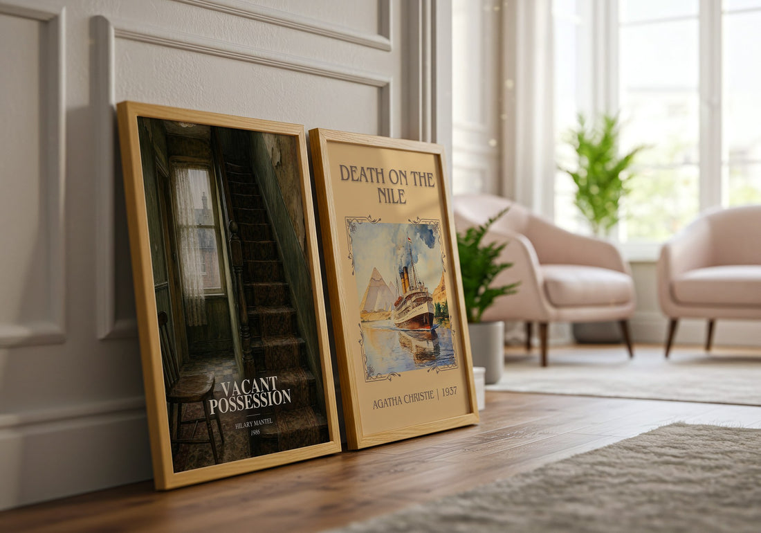 Vacant Possession watercolour print framed by window – literary home decor