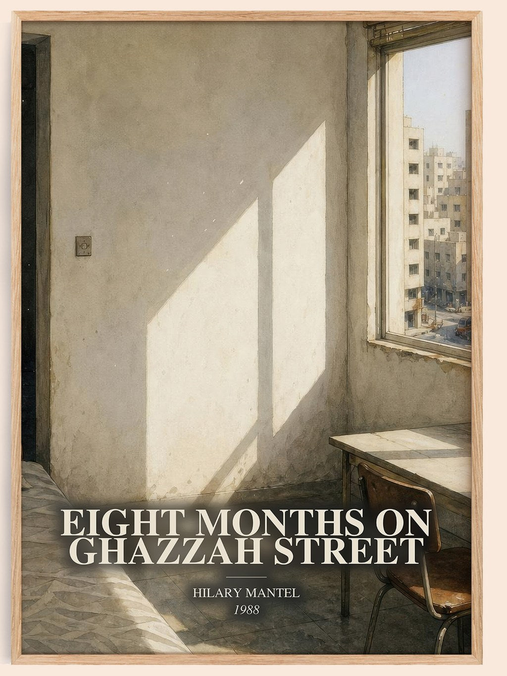 Eight Months on Ghazzah Street watercolour book poster by Hilary Mantel – framed literary art print