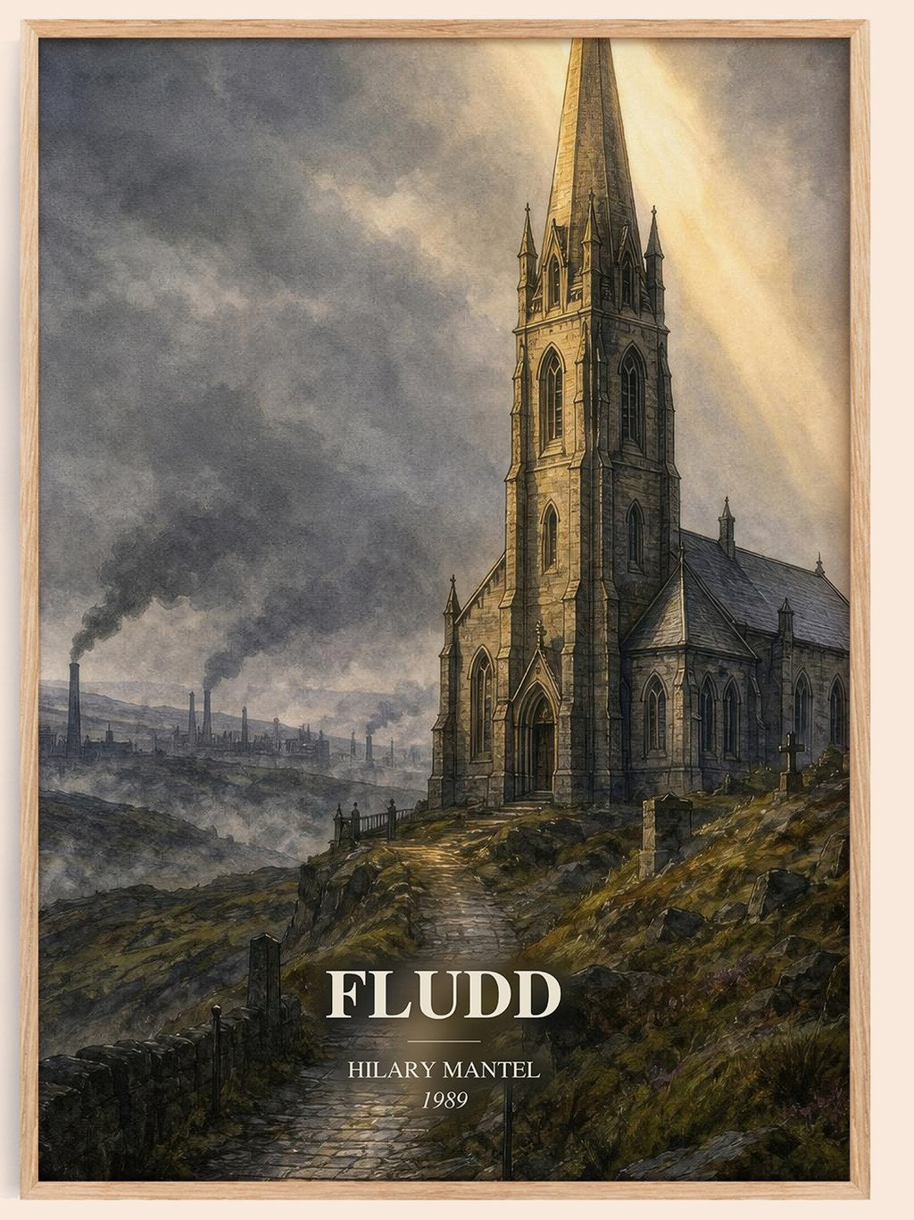 Fludd watercolour book poster by Hilary Mantel – framed literary art print