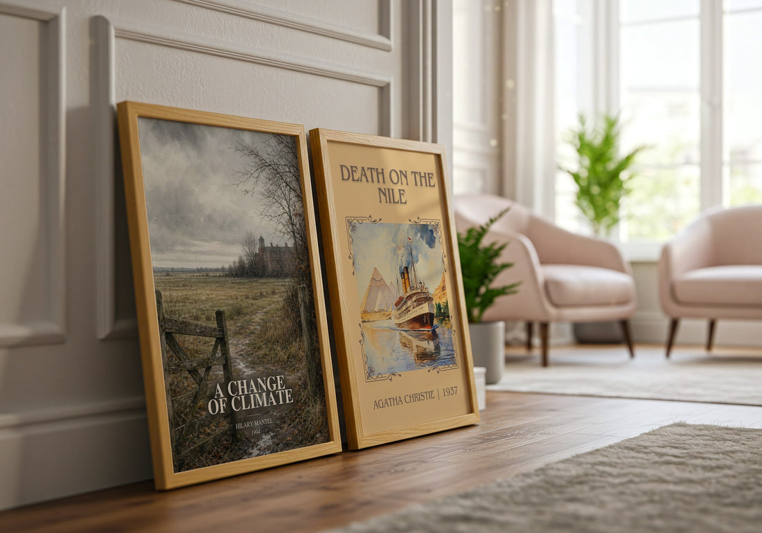 A Change of Climate watercolour print framed by window – literary home decor