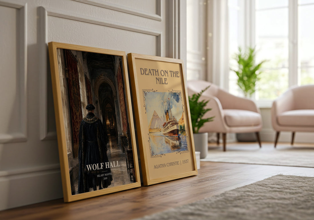 Wolf Hall watercolour print framed by window – literary home decor