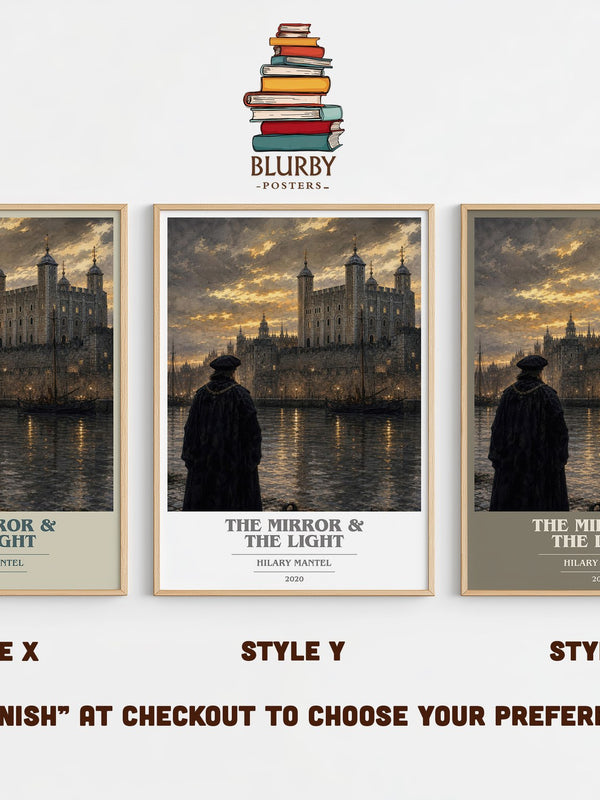 The Mirror & the Light book cover print in frame leaning in hallway – historical fiction wall art
