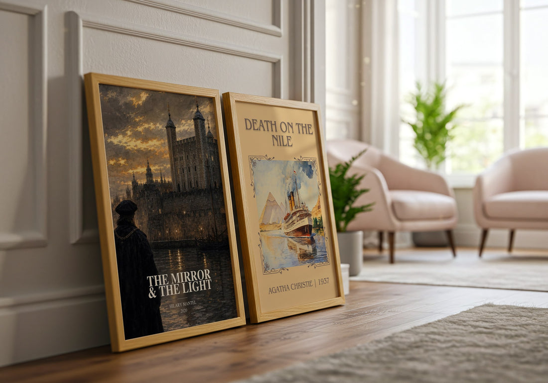 The Mirror & the Light watercolour print framed by window – literary home decor