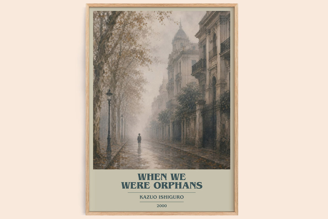 When We Were Orphans book cover book poster by Kazuo Ishiguro – framed literary art print