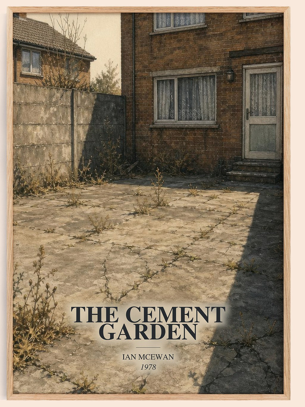 The Cement Garden watercolour book poster by Ian McEwan – framed literary art print
