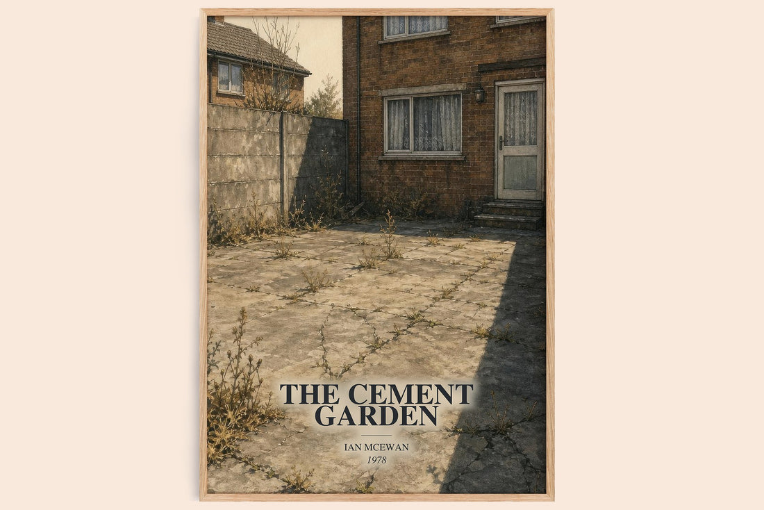 The Cement Garden watercolour book poster by Ian McEwan – framed literary art print
