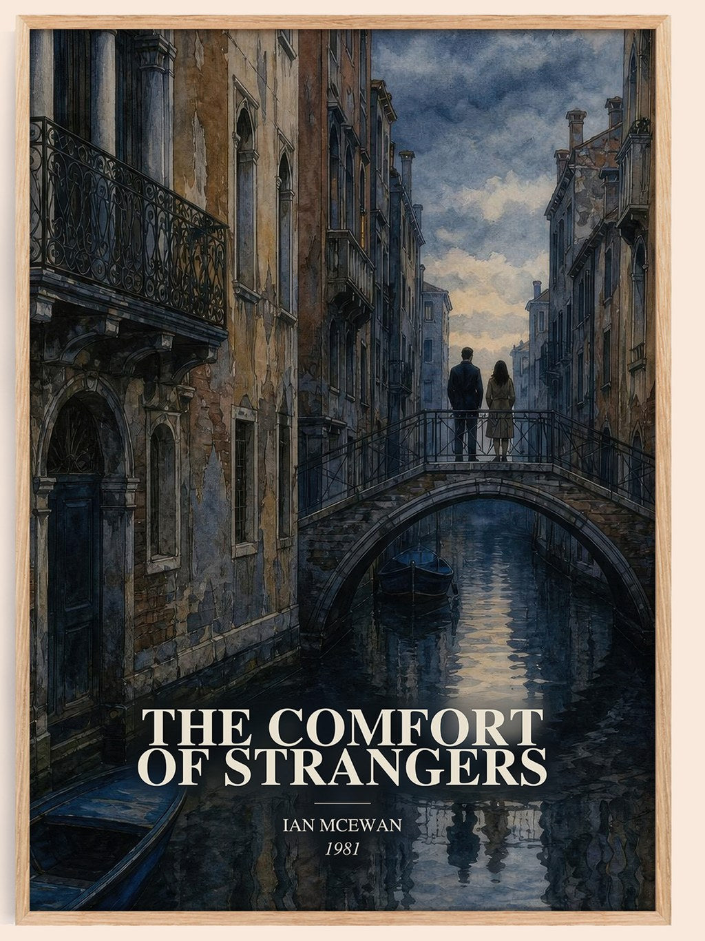 The Comfort of Strangers watercolour book poster by Ian McEwan – framed literary art print
