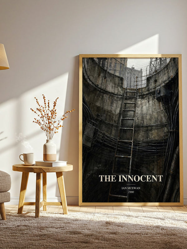 The Innocent watercolour print in frame leaning in hallway – thriller wall art
