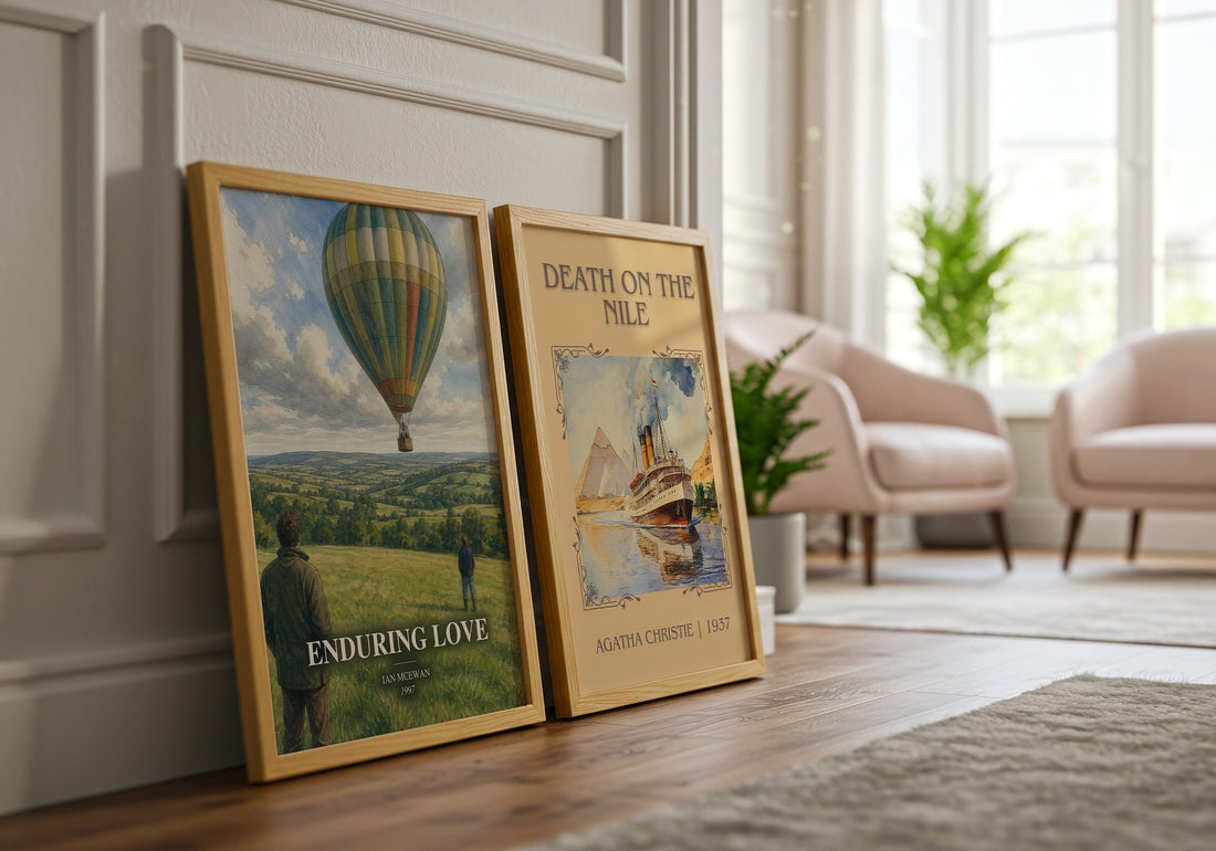 Enduring Love watercolour print framed by window – literary home decor