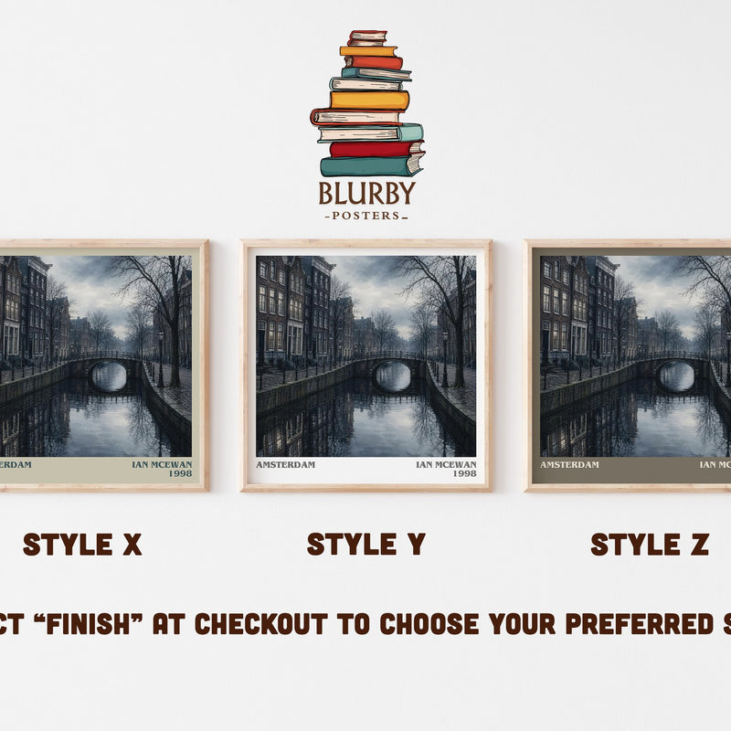 Amsterdam literary print in frame leaning in hallway – literary fiction wall art