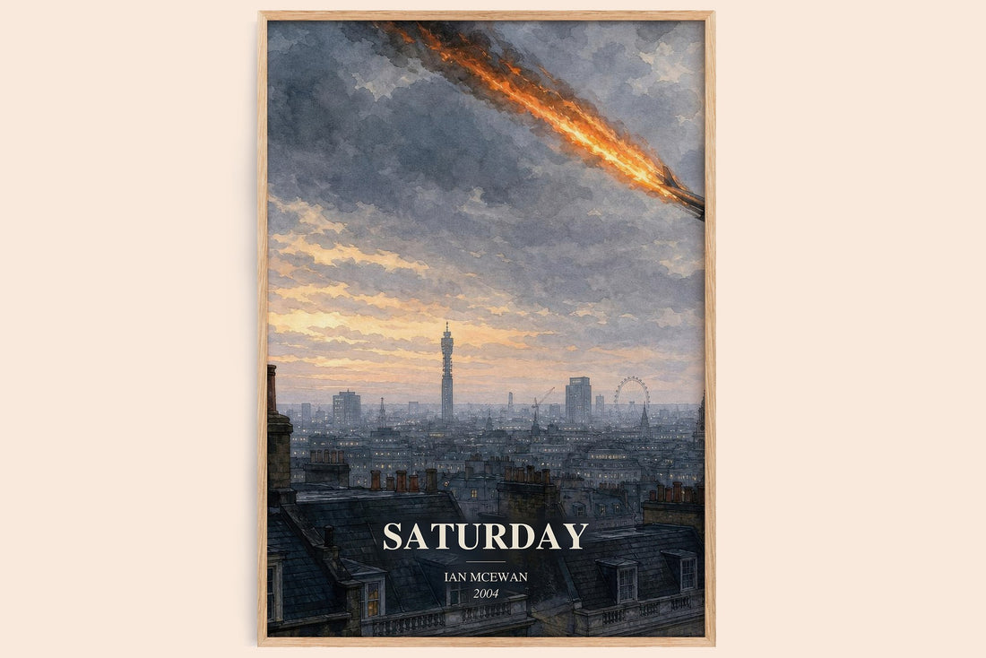 Saturday watercolour book poster by Ian McEwan – framed literary art print