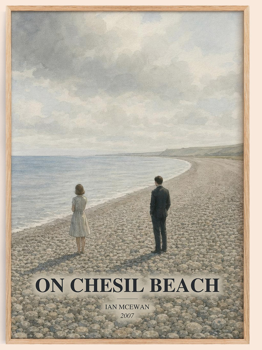 On Chesil Beach watercolour book poster by Ian McEwan – framed literary art print