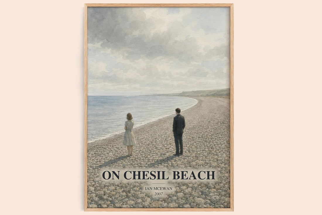 On Chesil Beach watercolour book poster by Ian McEwan – framed literary art print