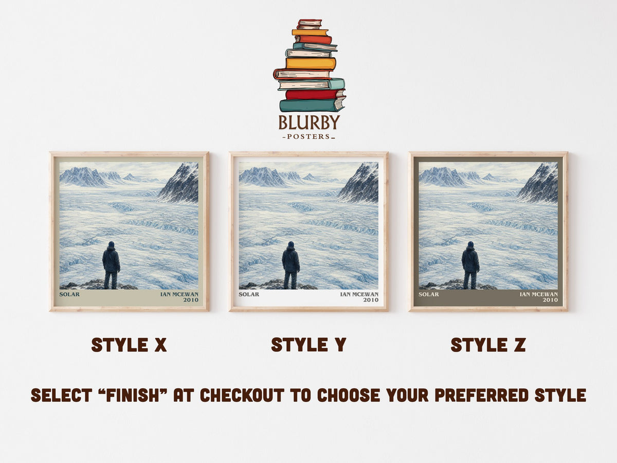 Solar literary print in frame leaning in hallway – satire wall art (mockup)