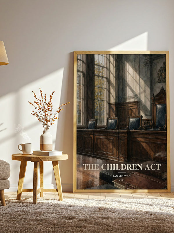 The Children Act watercolour print in frame leaning in hallway – legal thriller wall art