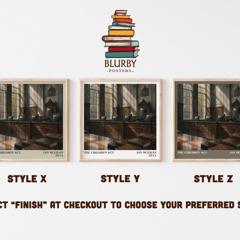 The Children Act literary print in frame leaning in hallway – legal thriller wall art