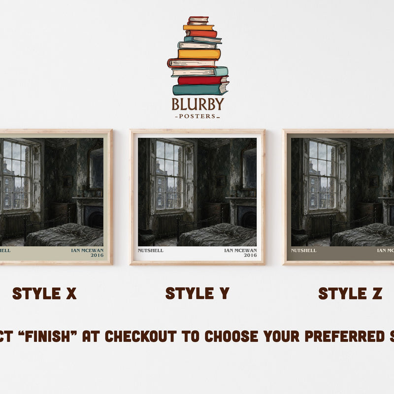 Nutshell literary print in frame leaning in hallway – literary fiction wall art