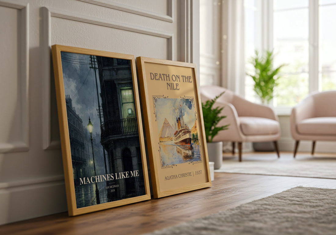 Machines Like Me watercolour print framed by window – literary home decor