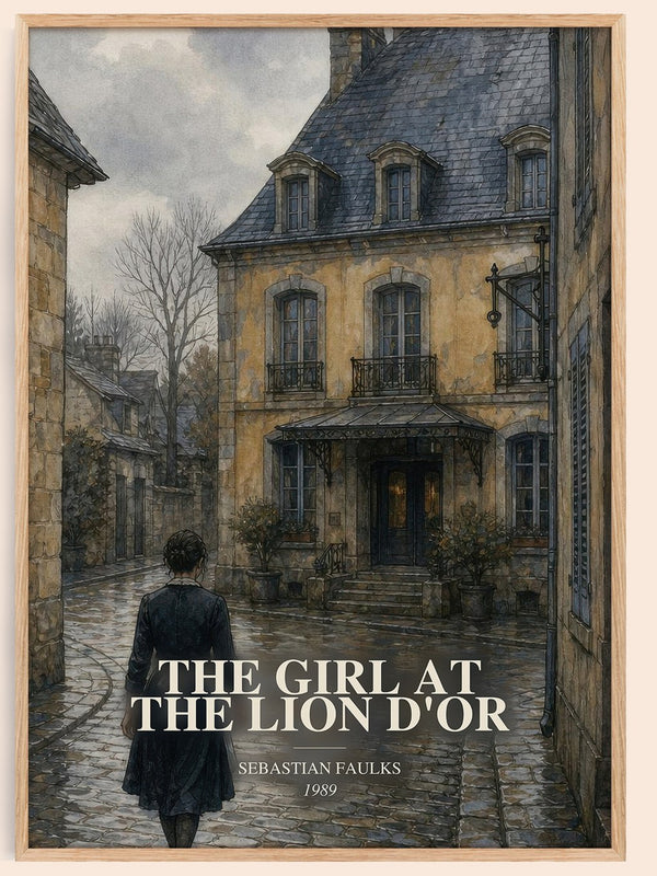 The Girl at the Lion d'Or watercolour book poster by Sebastian Faulks – framed literary art print