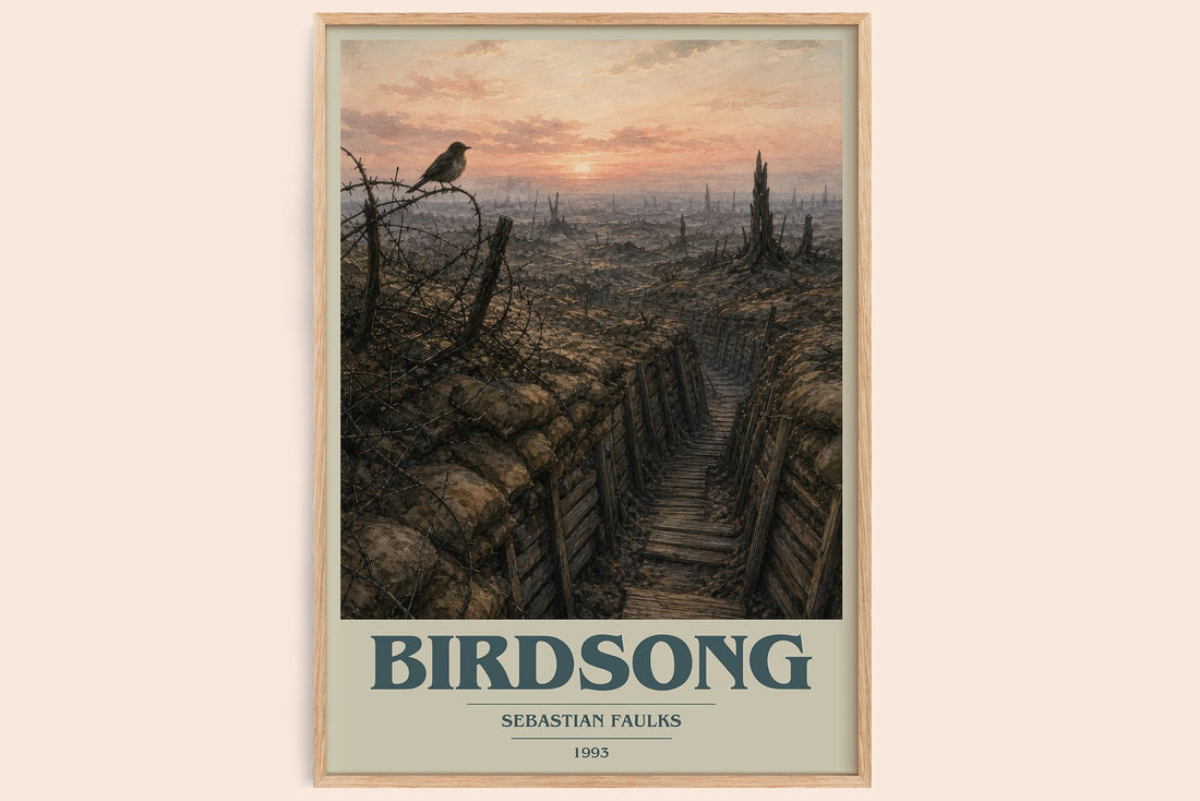 Birdsong book cover book poster by Sebastian Faulks – framed literary art print