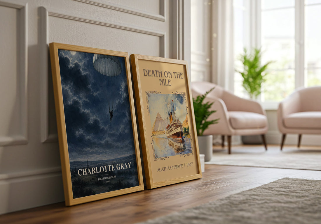 Charlotte Gray watercolour print framed by window – literary home decor