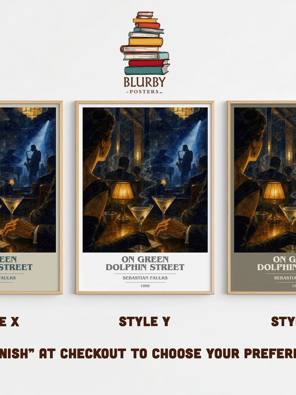 On Green Dolphin Street book cover print in frame leaning in hallway – literary fiction wall art