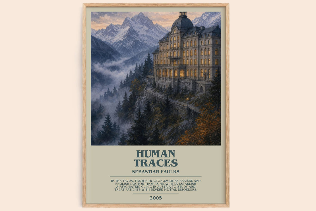 Human Traces bookish book poster by Sebastian Faulks – framed literary art print