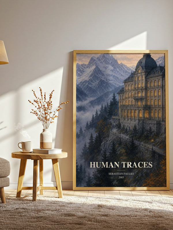 Human Traces watercolour print in frame leaning in hallway – historical fiction wall art