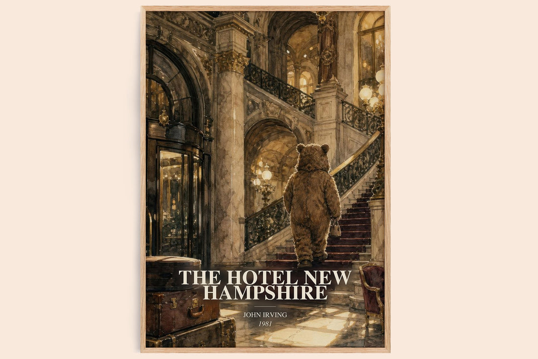 The Hotel New Hampshire watercolour book poster by John Irving – framed literary art print