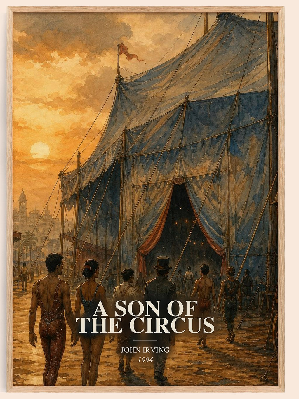 A Son of the Circus watercolour book poster by John Irving – framed literary art print