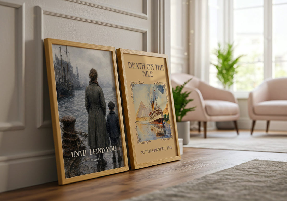 Until I Find You watercolour print framed by window – literary home decor