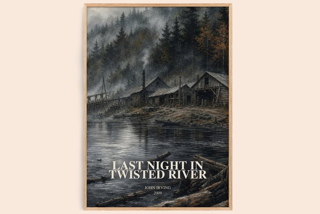 Last Night in Twisted River watercolour book poster by John Irving – framed literary art print