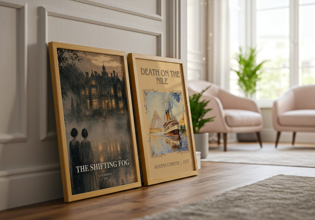 The Shifting Fog watercolour print framed by window – literary home decor