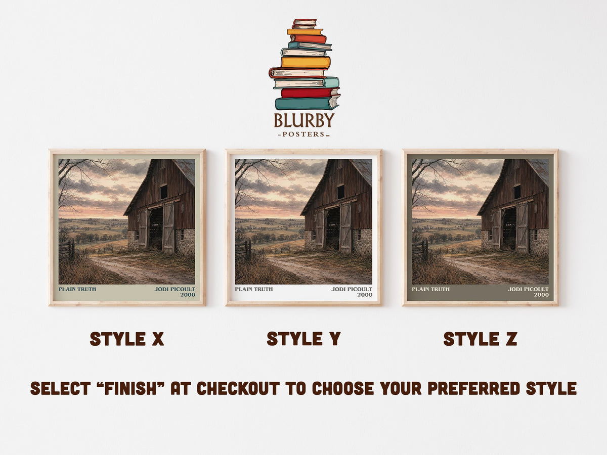 Plain Truth literary print in frame leaning in hallway – legal thriller wall art (mockup)