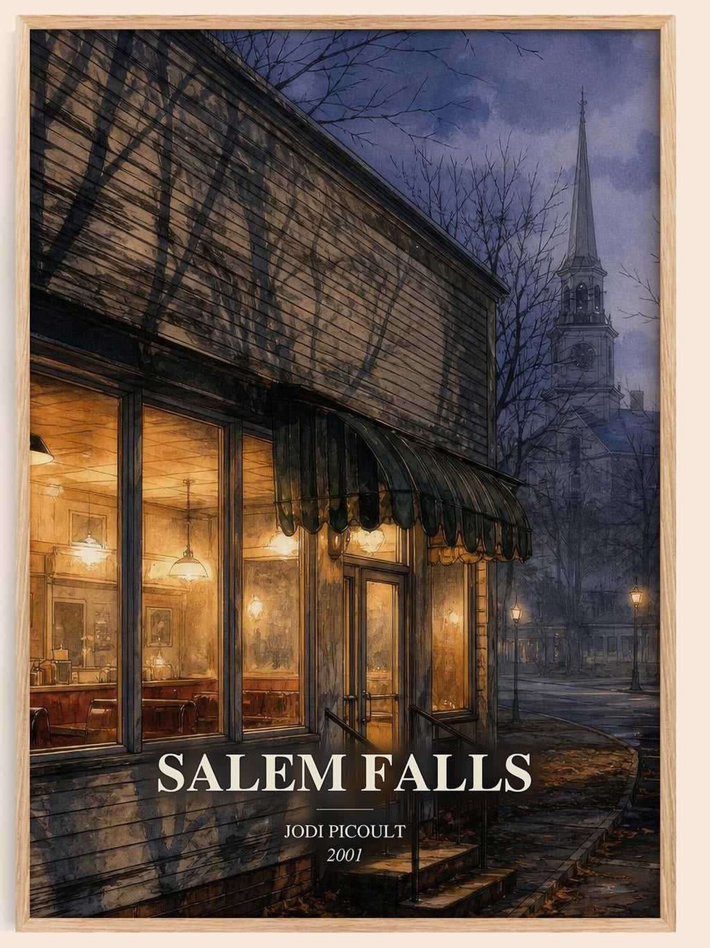 Salem Falls watercolour book poster by Jodi Picoult – framed literary art print