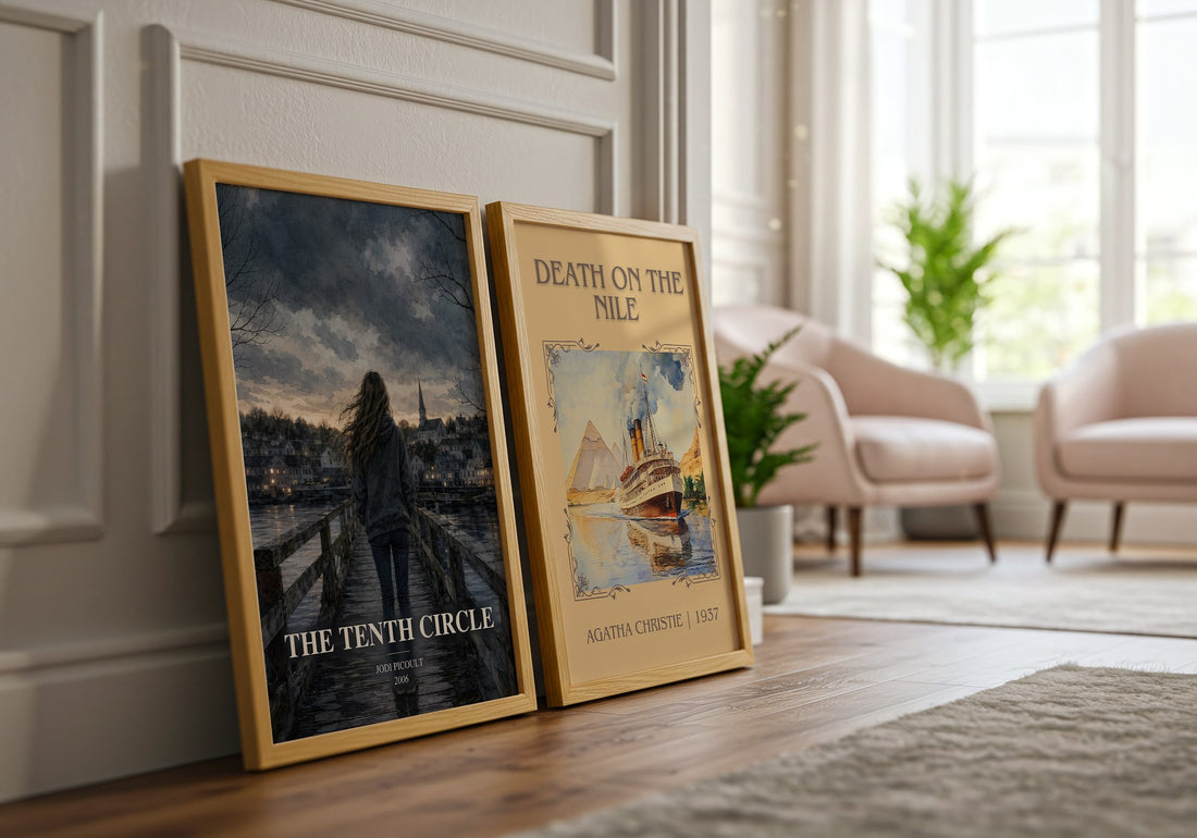 The Tenth Circle watercolour print framed by window – literary home decor