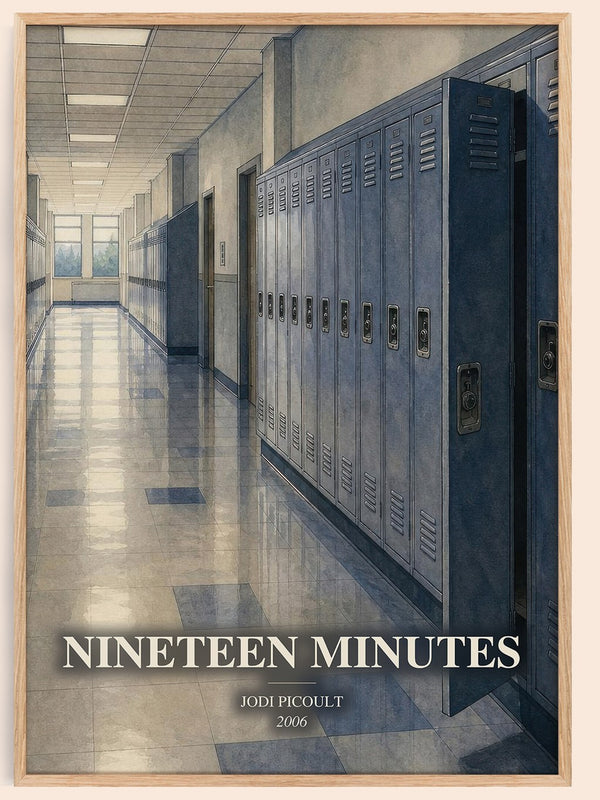 Nineteen Minutes watercolour book poster by Jodi Picoult – framed literary art print