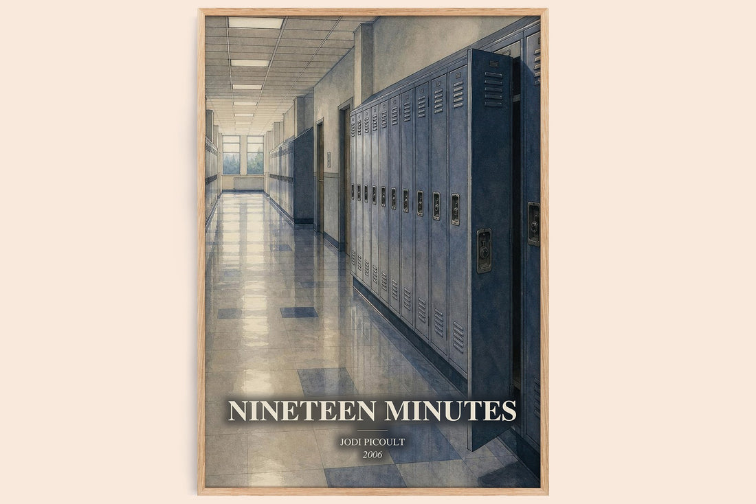 Nineteen Minutes watercolour book poster by Jodi Picoult – framed literary art print