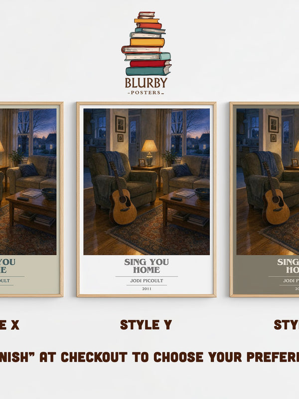 Sing You Home book cover print in frame leaning in hallway – contemporary fiction wall art