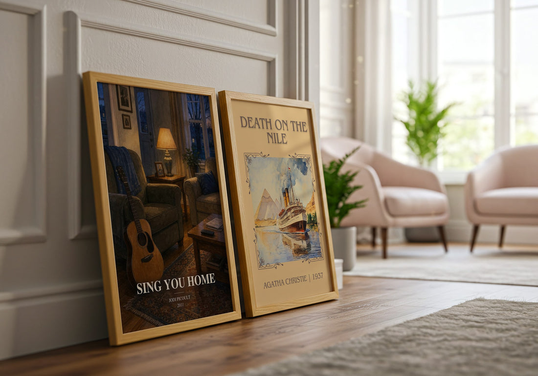 Sing You Home watercolour print framed by window – literary home decor