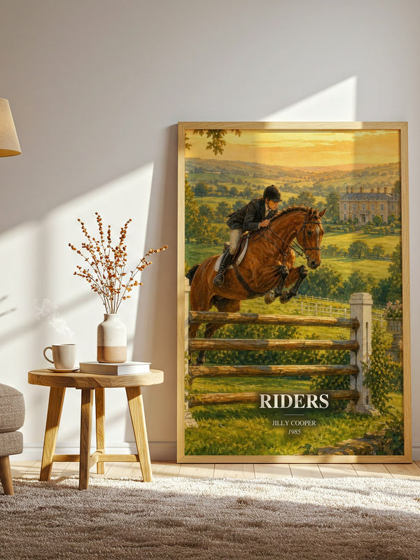 Riders watercolour print in frame leaning in hallway – romance wall art