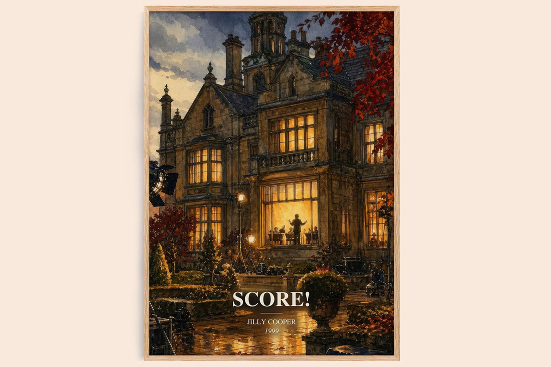 Score! watercolour book poster by Jilly Cooper – framed literary art print
