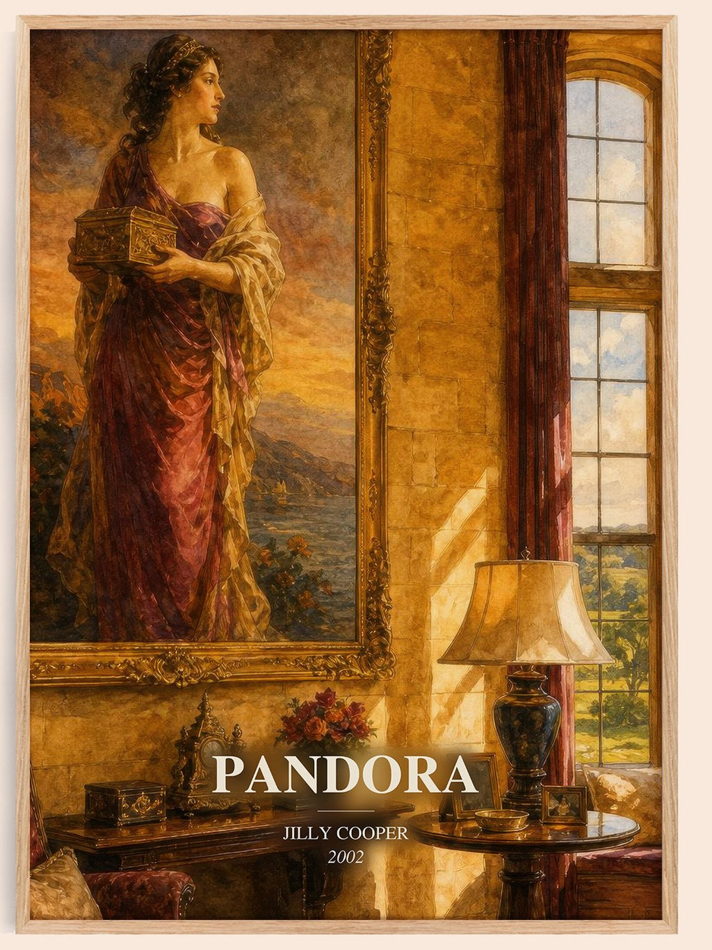Pandora watercolour book poster by Jilly Cooper – framed literary art print
