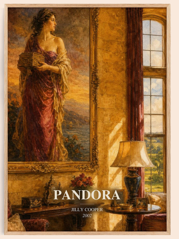 Pandora watercolour book poster by Jilly Cooper – framed literary art print