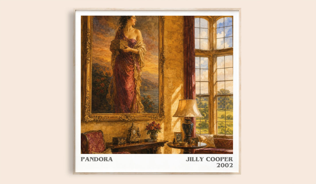 Pandora literary book poster by Jilly Cooper – framed literary art print
